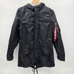 Alpha‎ Industries Jacket Womens Size XS Fishtail Black Nylon